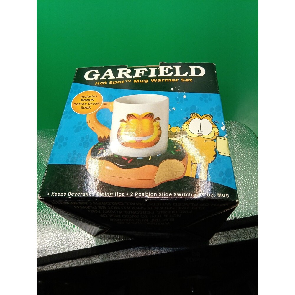 Vintage GARFIELD COFFEE MUG WARMER SET By SALTON Works With Books New!